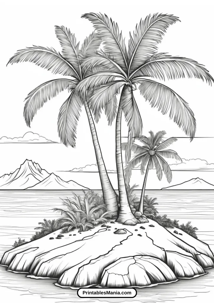 Palm Tree Coloring Page With An Adventure Theme