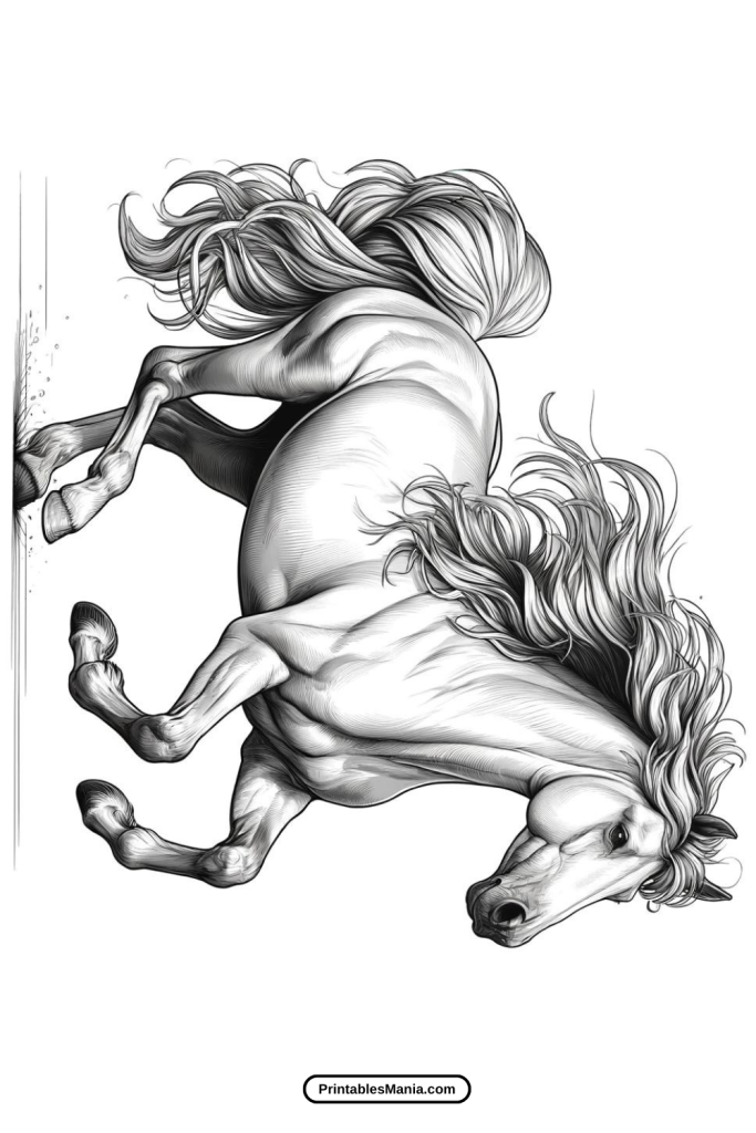 Realistic Horse Coloring Pages With Detailed Backgrounds