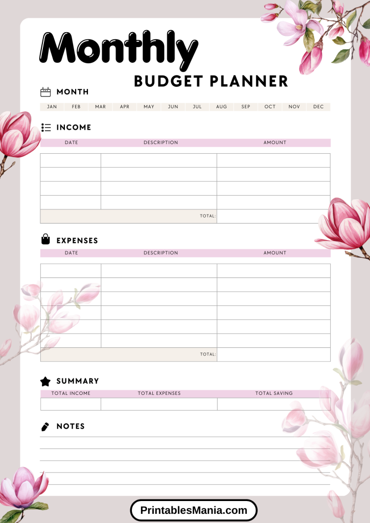 Kid-friendly Budget Planner Worksheet