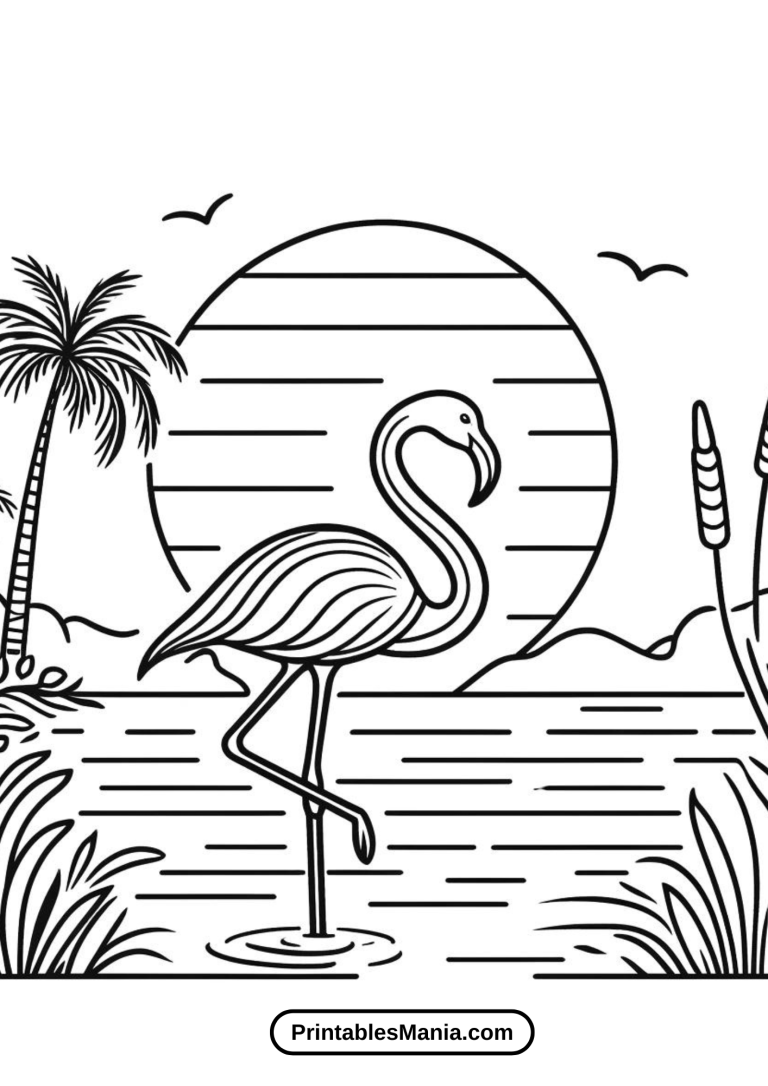 Flamingo Printable Coloring Pages - Printables Mania