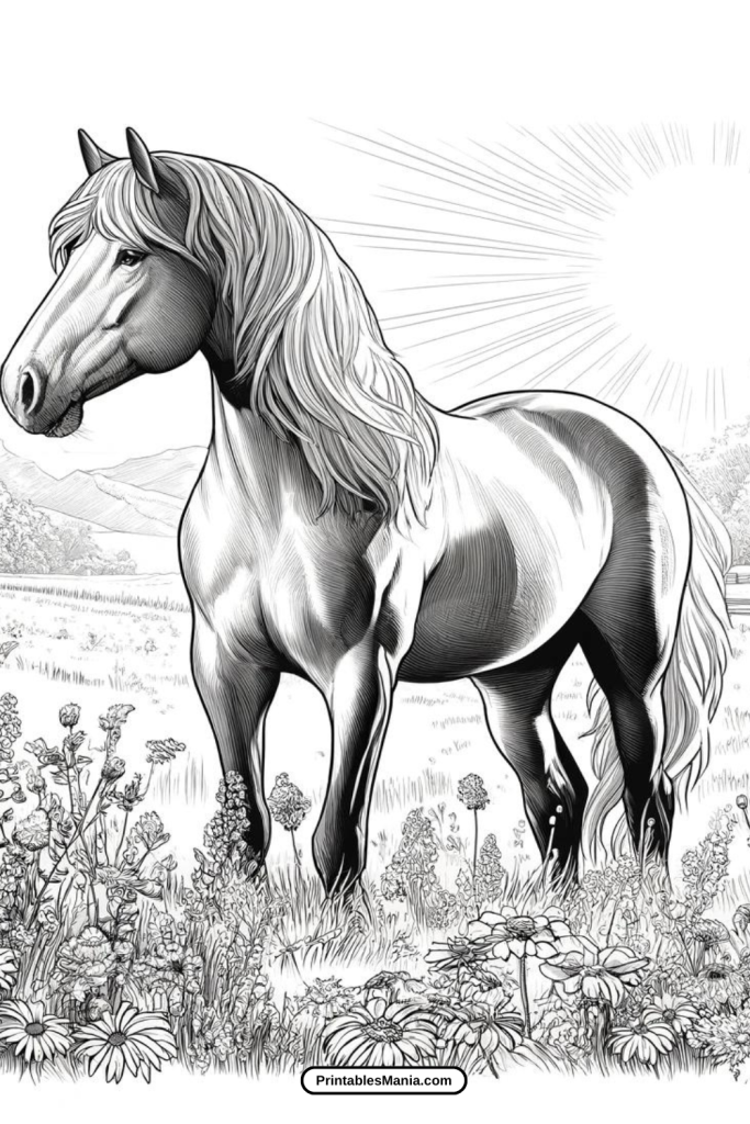 Realistic Horse Coloring Pages For Older Kids And Adults