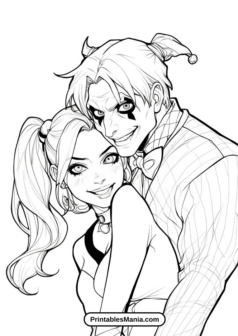 Free Harley Quinn and Joker Coloring Pages: Download Printable Sheets ...
