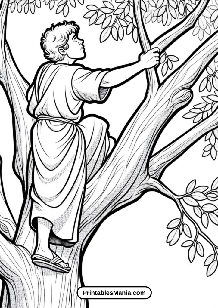 Zacchaeus Waiting for Jesus Coloring Page for Preschoolers