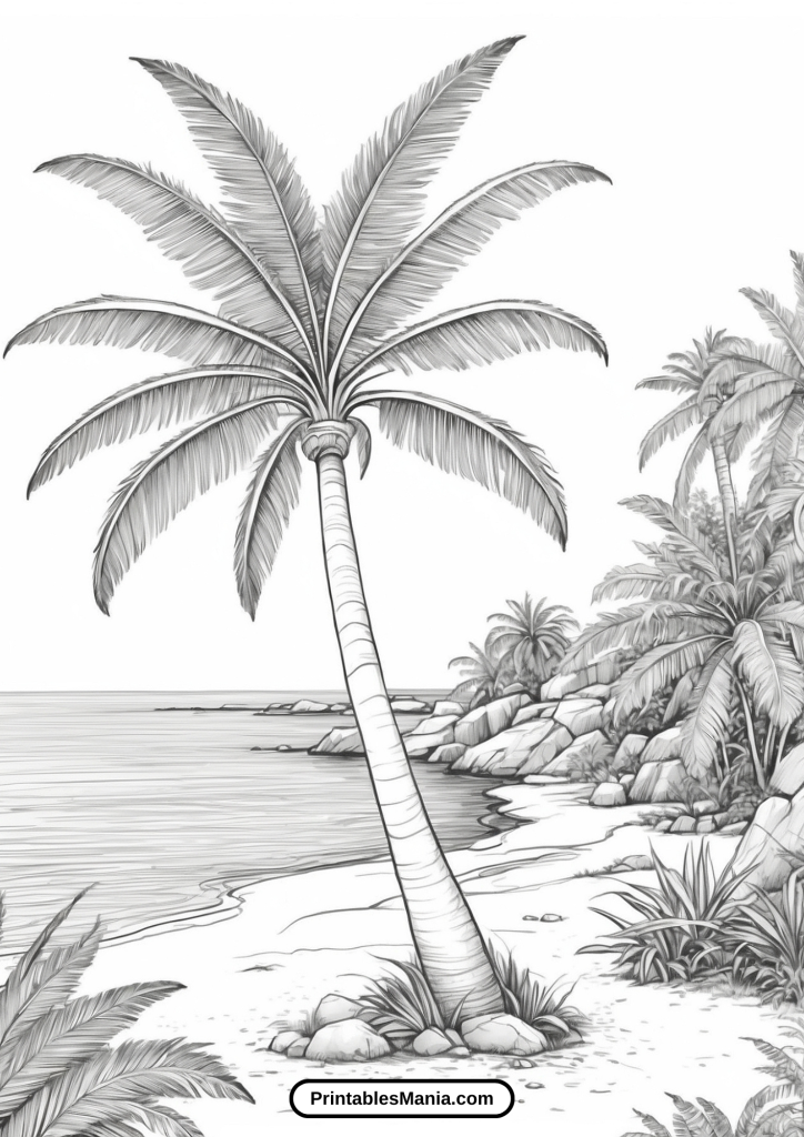 Palm Tree Coloring Page For Relaxation