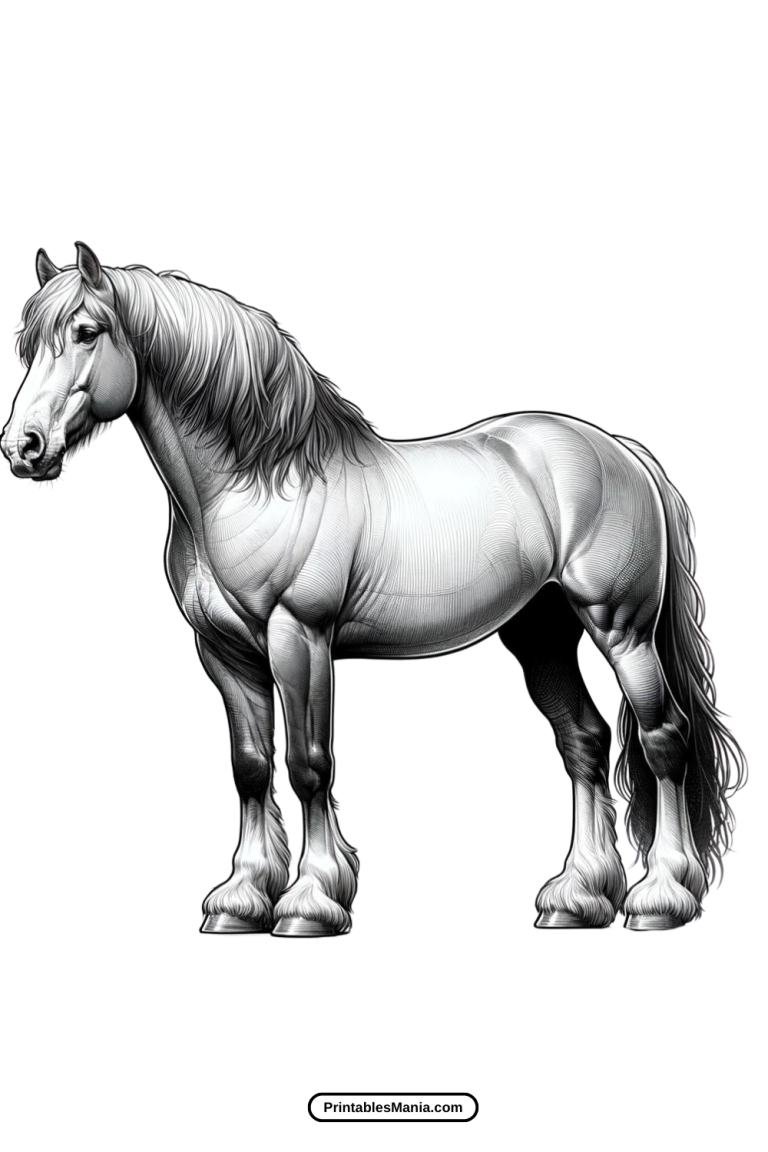 Realistic Horse Coloring Page - Printables Mania