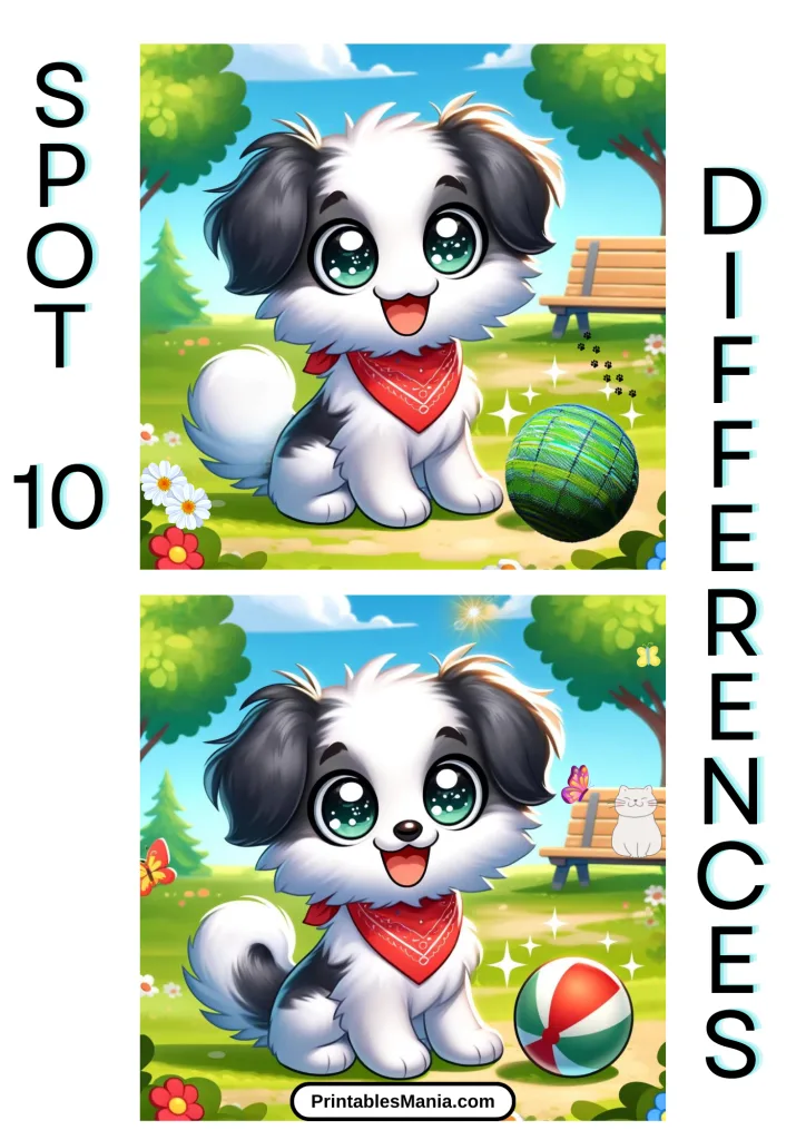 Printable Spot The Difference Game With Pets