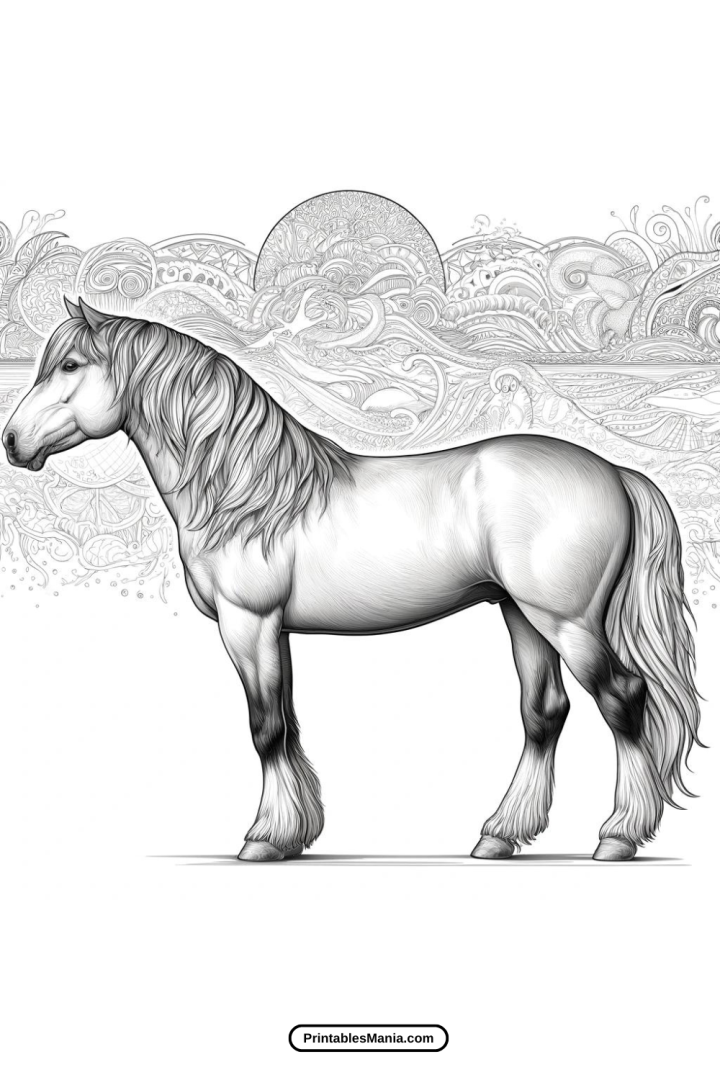 Realistic Horse Coloring Page - Printables Mania