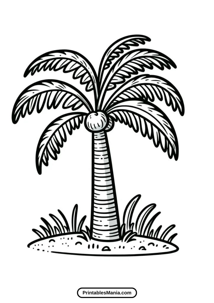 Simple Palm Tree Coloring Page For Toddlers