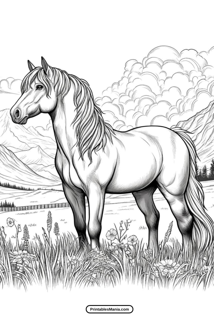 Detailed Horse Coloring Pages For Kids And Adults