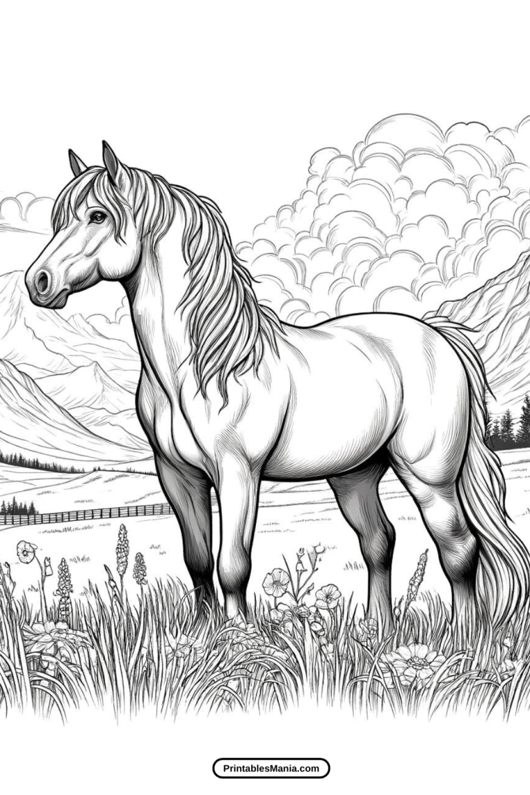 Realistic Horse Coloring Page Printables Mania