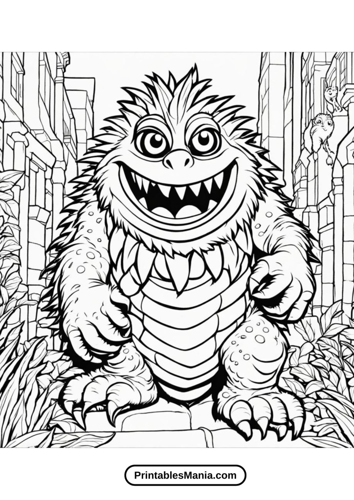 Friendly monster At The Park My Pet Monster Coloring Sheet