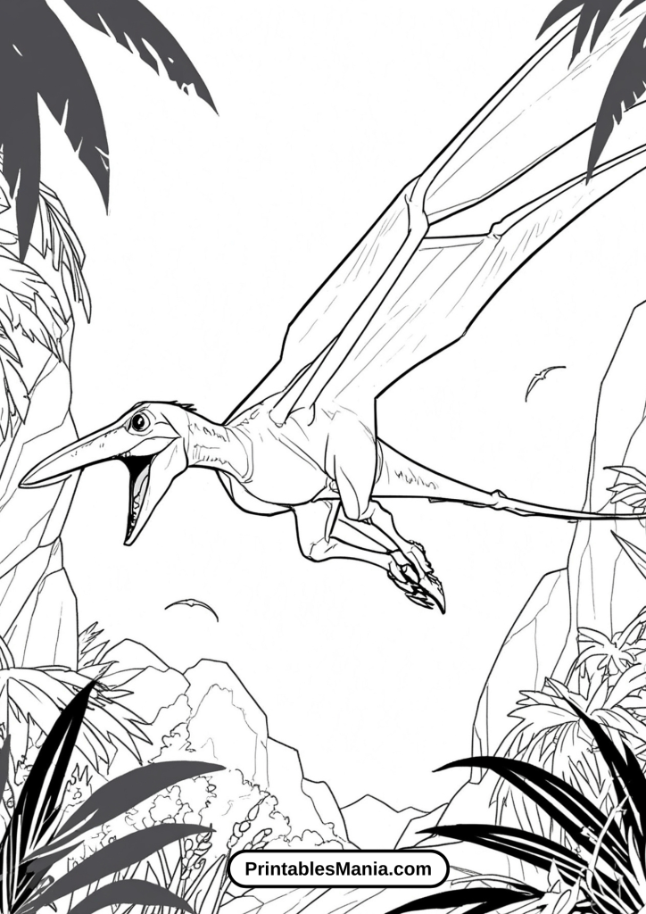 Jurassic World Pteranodon Attack Coloring Page