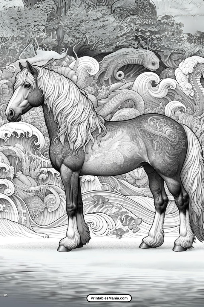 High-detail Realistic Horse Coloring Sheets For Download