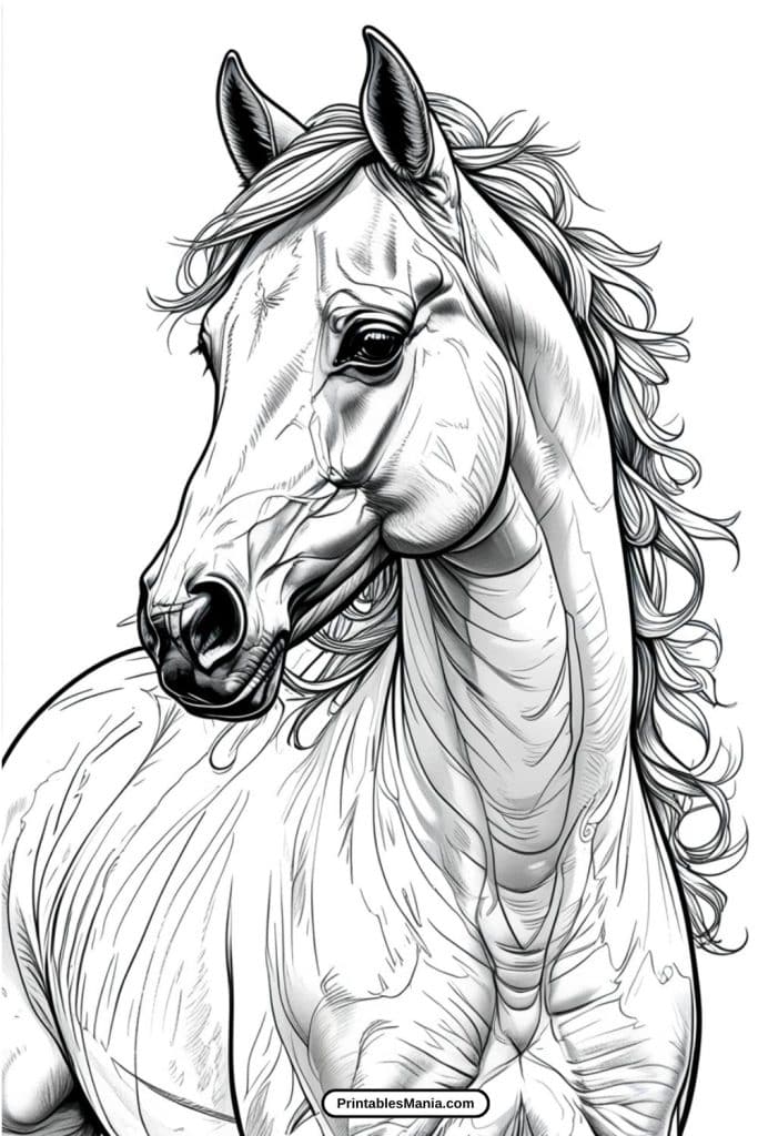 realistic horse coloring page free download