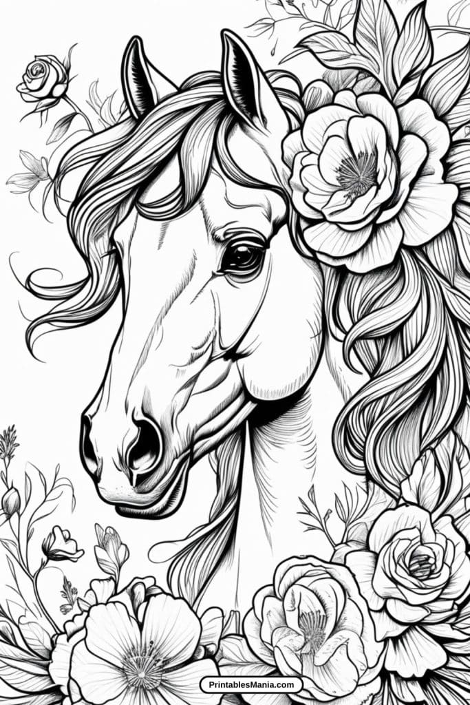 realistic horse coloring pages pdf