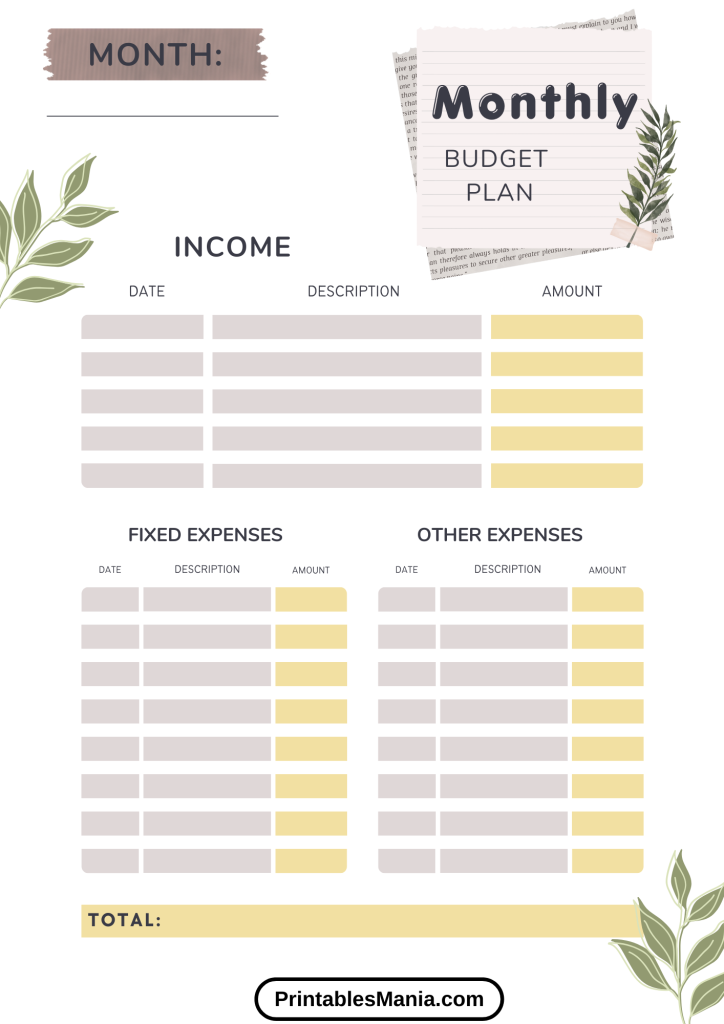 Aesthetic Budget Planner Printable for Creative Professionals