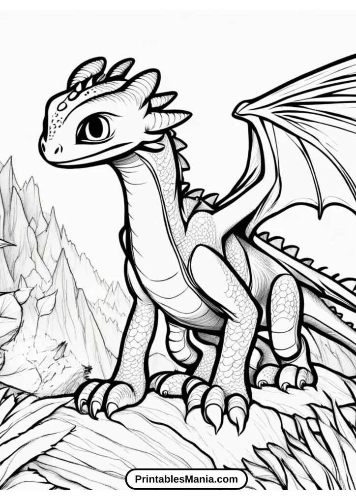 Toothless in a Fierce Battle Pose Coloring Page