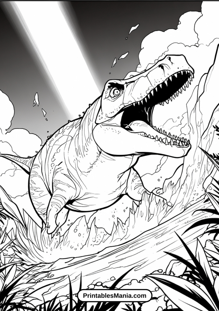 Jurassic World Mosasaurus Attack Coloring Page