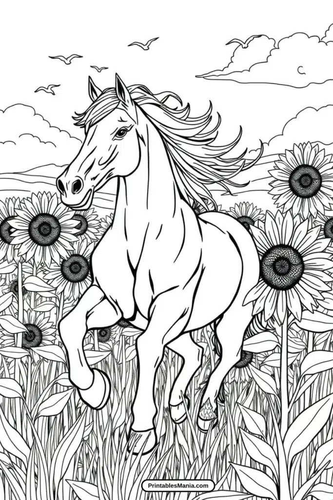 elegant horse coloring sheet