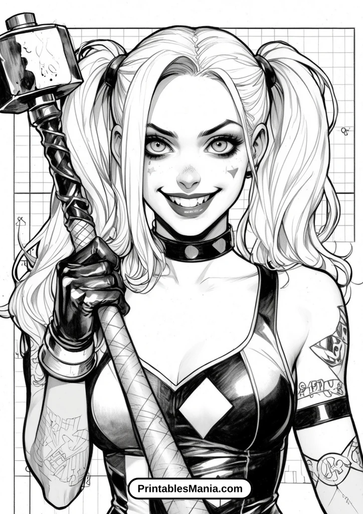 Modern Harley Quinn coloring pages