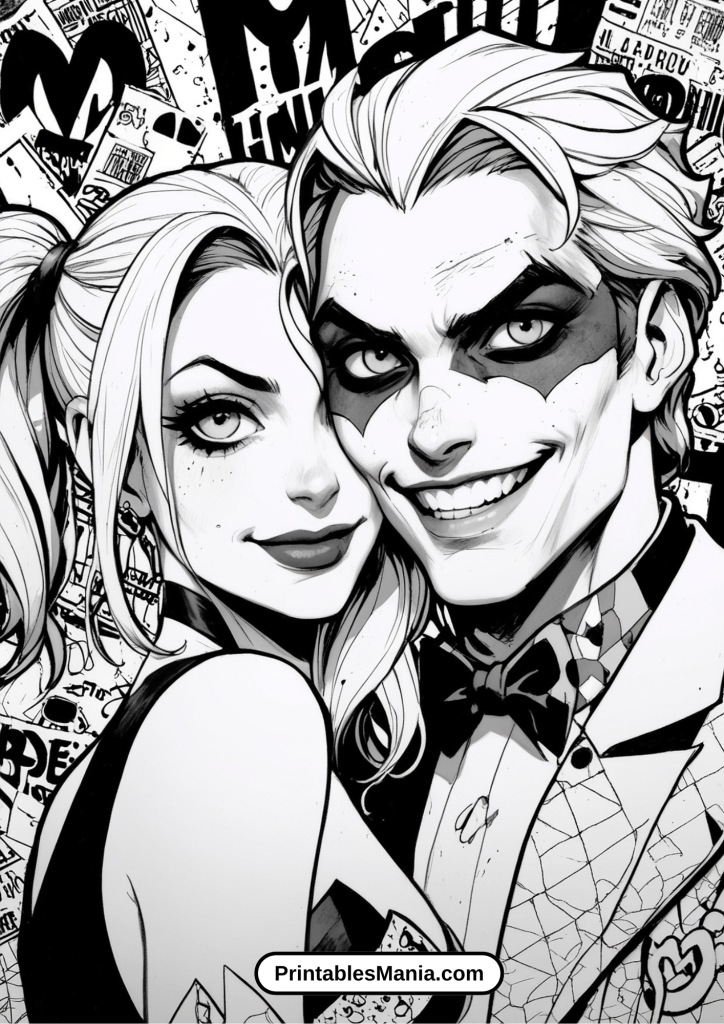 Comic Book Style Harley Quinn and Joker