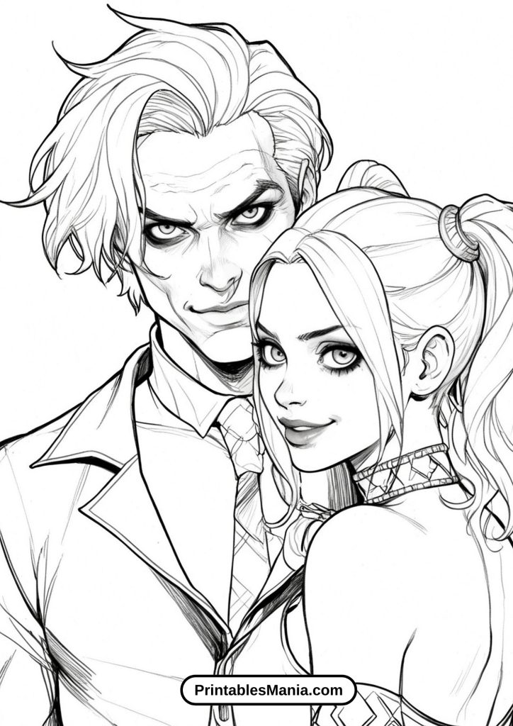 Comic Strip Style Harley Quinn and Joker Plotting Their Next Move