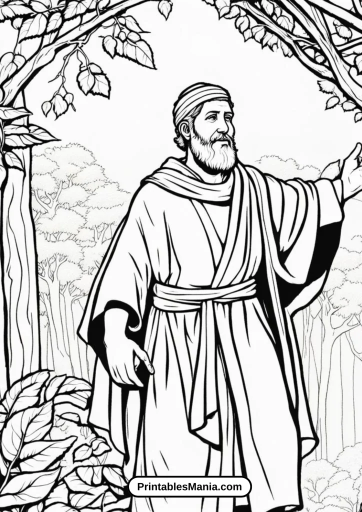 Engaging Children's Coloring Page of Zacchaeus up a Tree