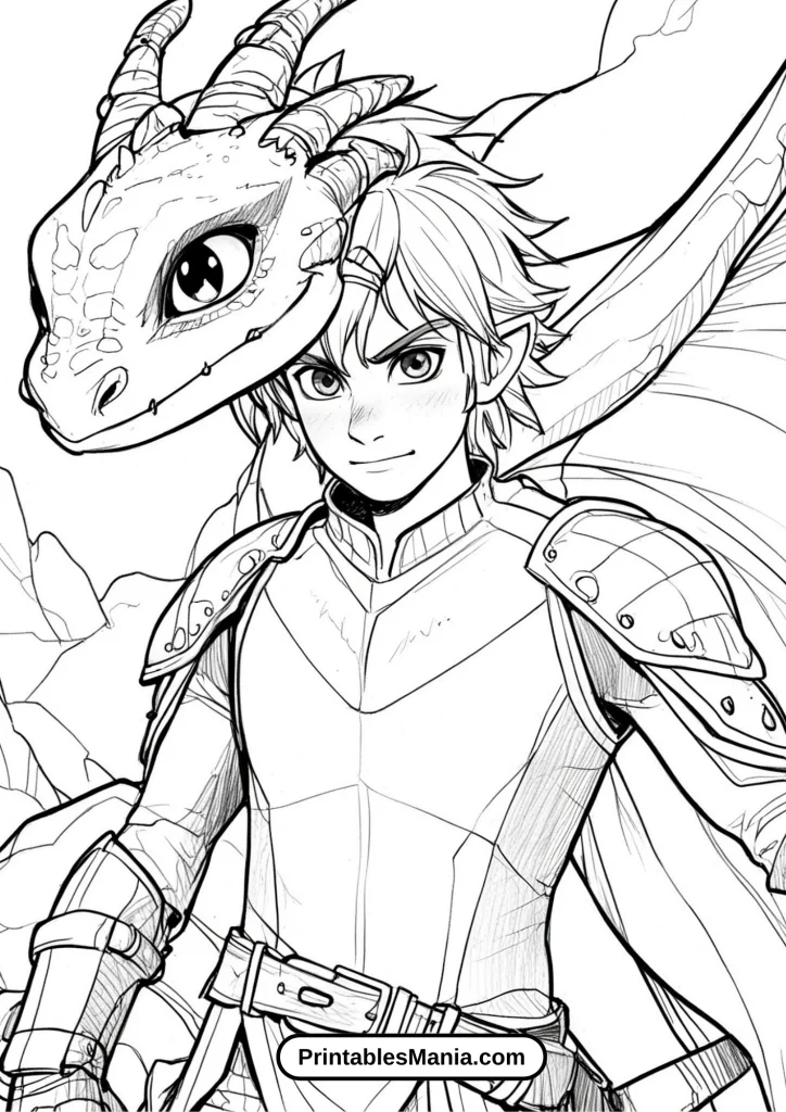 Toothless and Hiccup on a Nighttime Flight Coloring Sheet