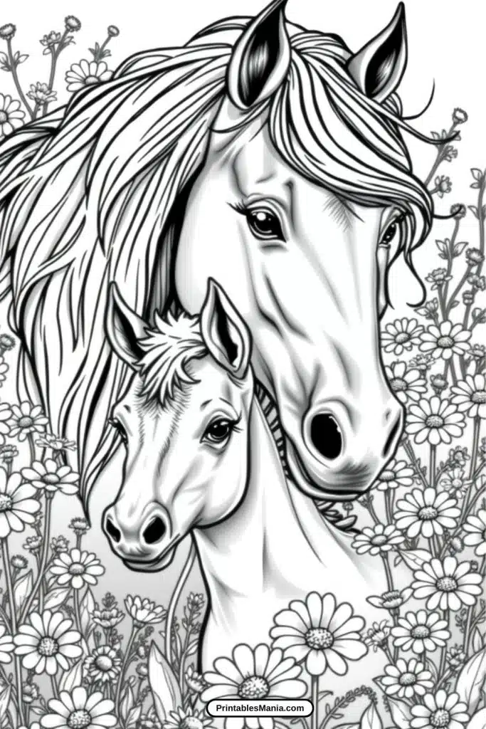 realistic horse coloring page printable