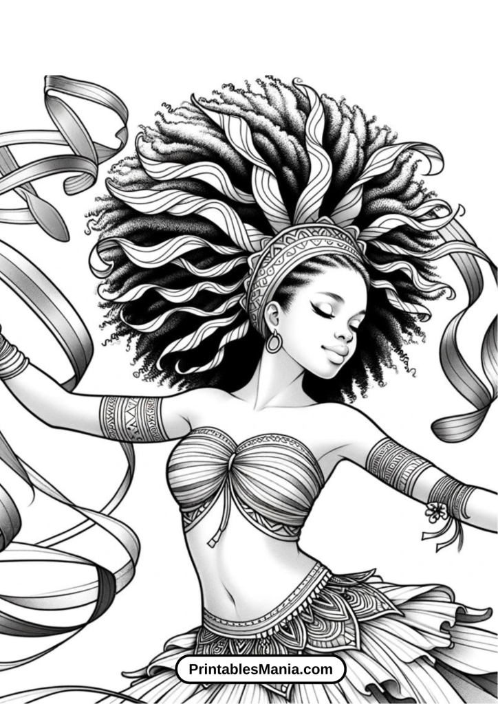 Black Girl Dancing with Ribbons