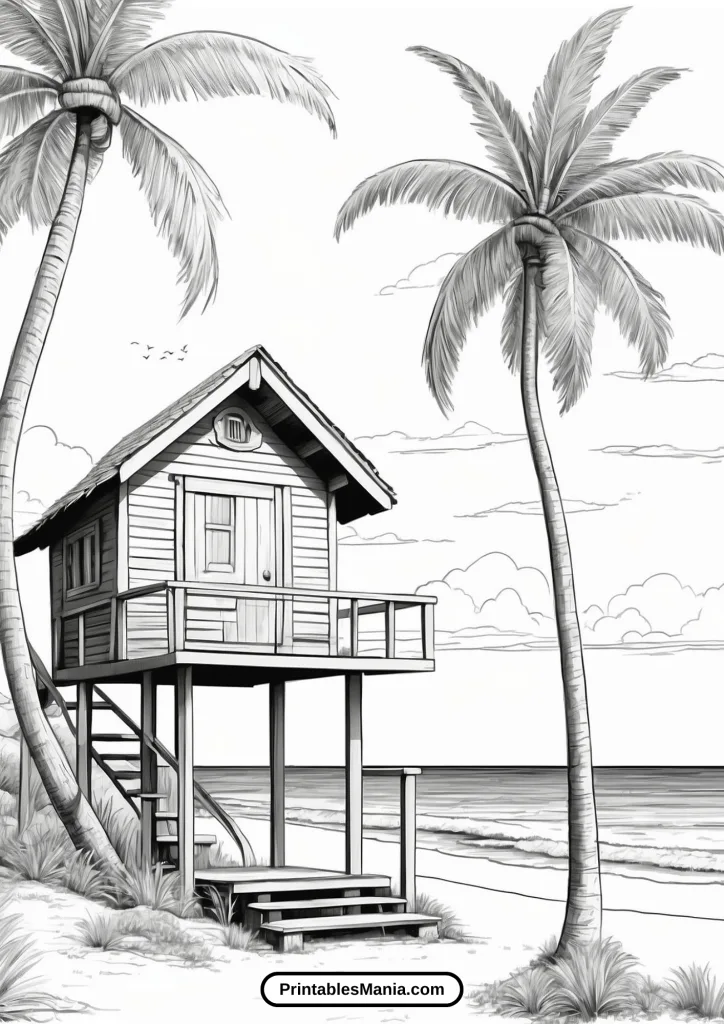 Palm Tree Coloring Page With A Tropical Vacation