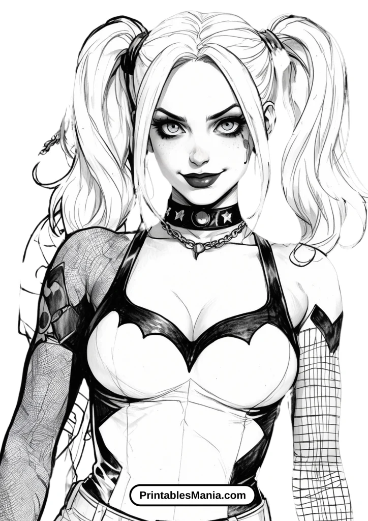 Harley Quinn action figure coloring pages