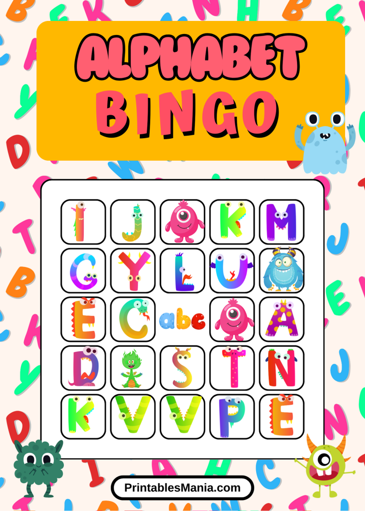 Set of Printable Alphabet Bingo Cards for Kids