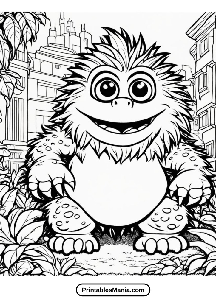 Springtime My Pet Monster In The Garden Coloring Page