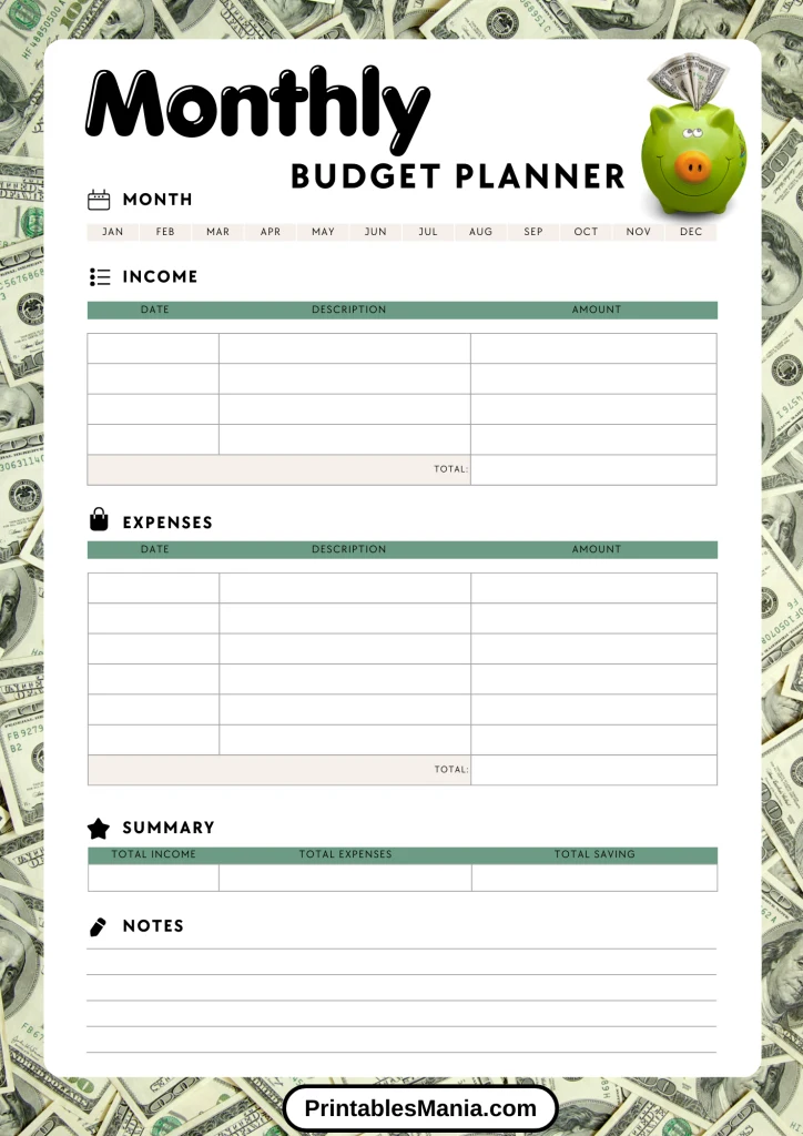 Designer Money Budget Planner with Fashionable Prints and Stylish Layouts