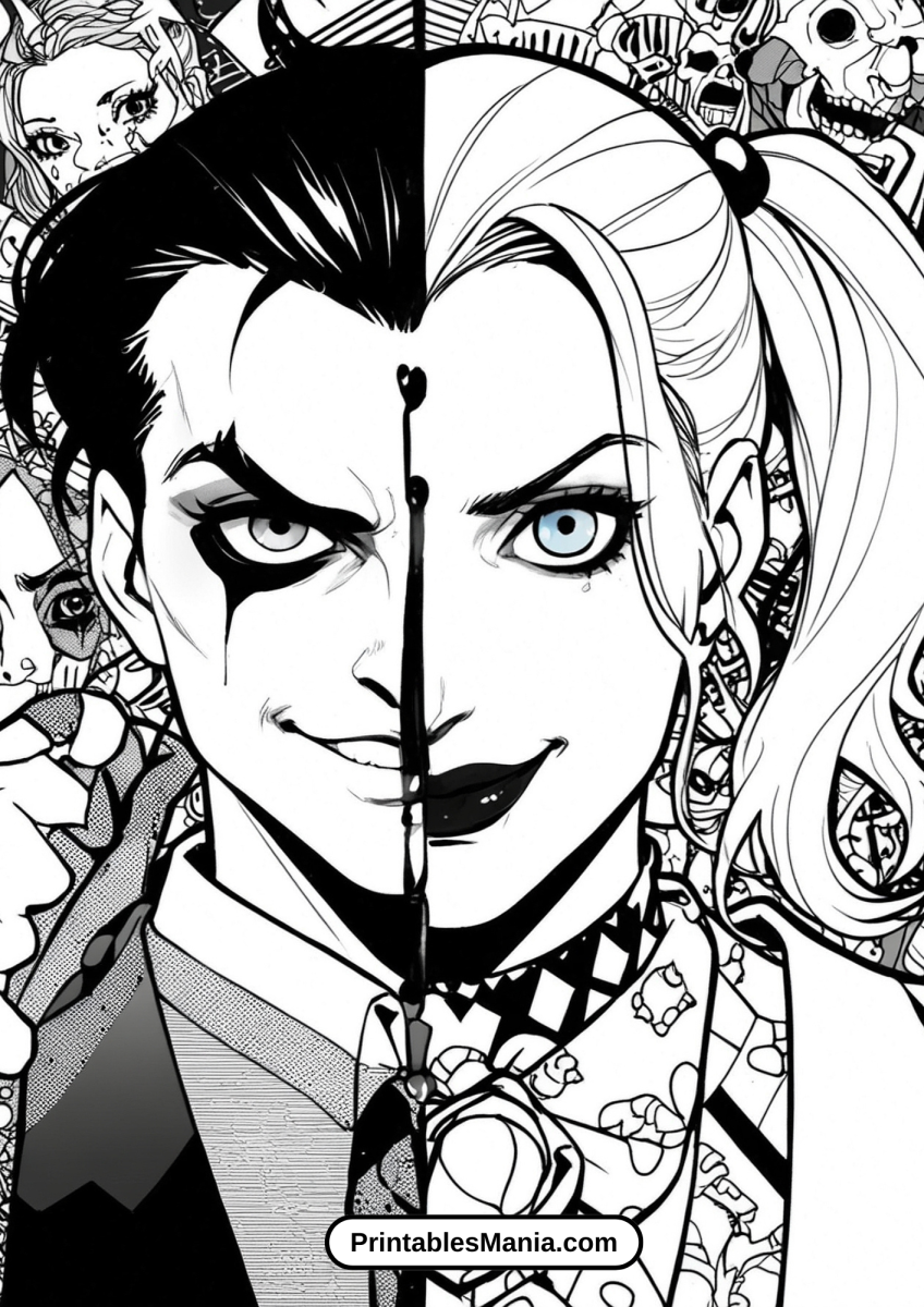 Free Harley Quinn and Joker Coloring Pages: Download Printable Sheets