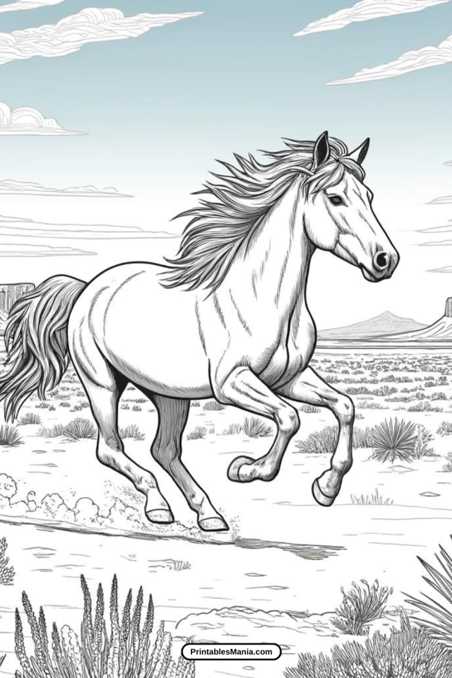 Realistic Horse Coloring Page - Printables Mania