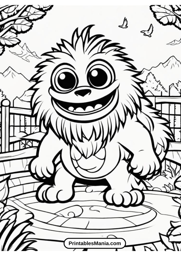 My Pet Monster Making Funny Faces Coloring Page