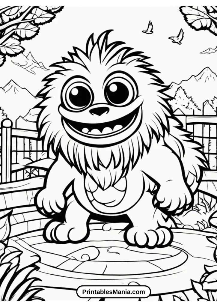 My Pet Monster Making Funny Faces Coloring Page