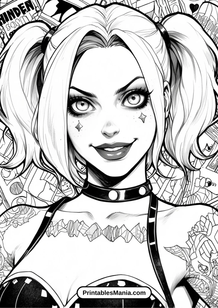 Coloring activities featuring Harley Quinn