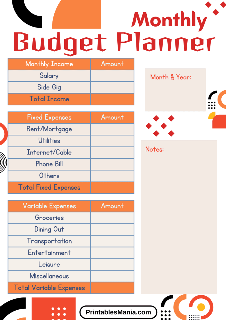 Geometric Aesthetic Budget Planner