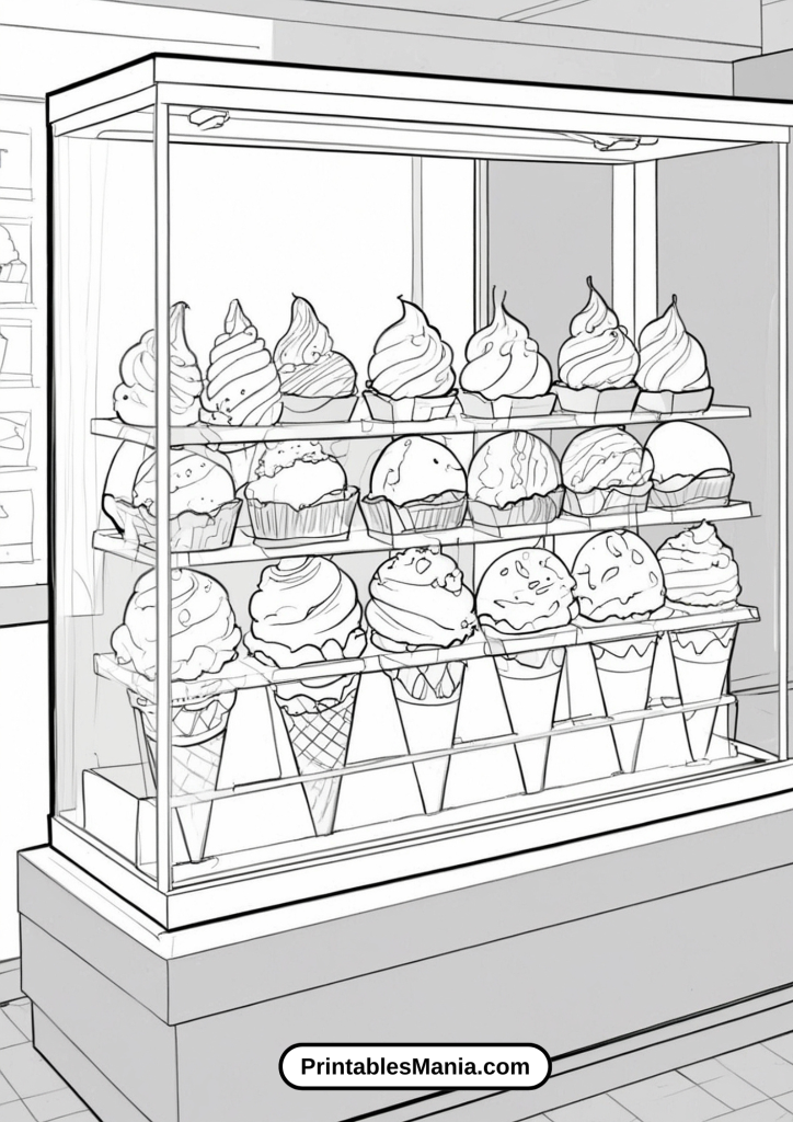 ice Cream Shop Playset Coloring Page for Creative Play