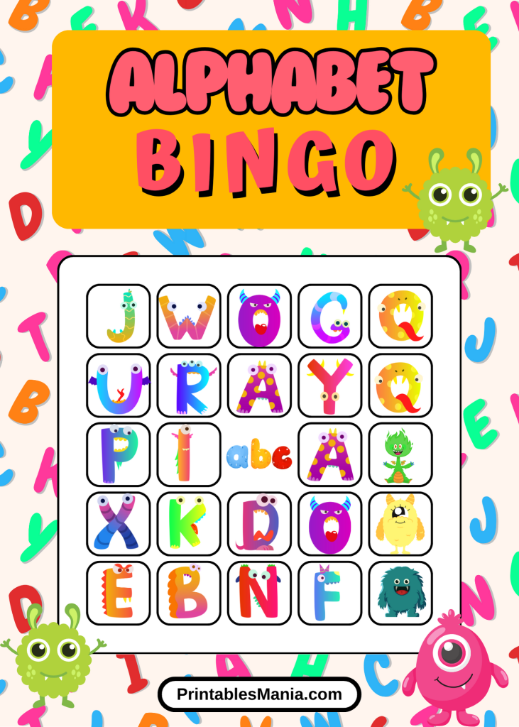 Colorful Alphabet Bingo Printable for Early Learners