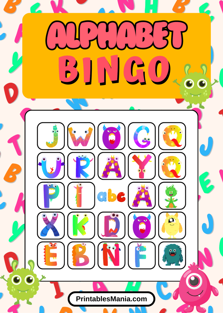 Colorful Alphabet Bingo Printable for Early Learners