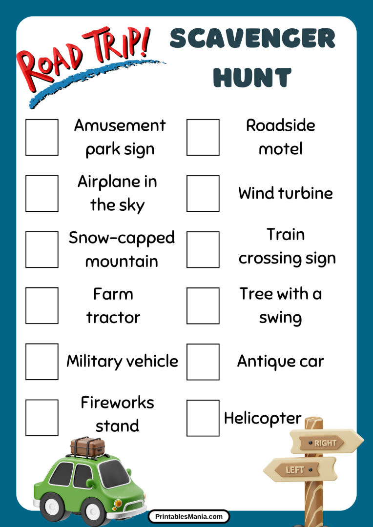 Road Trip Scavenger Hunt Printable - Printables Mania