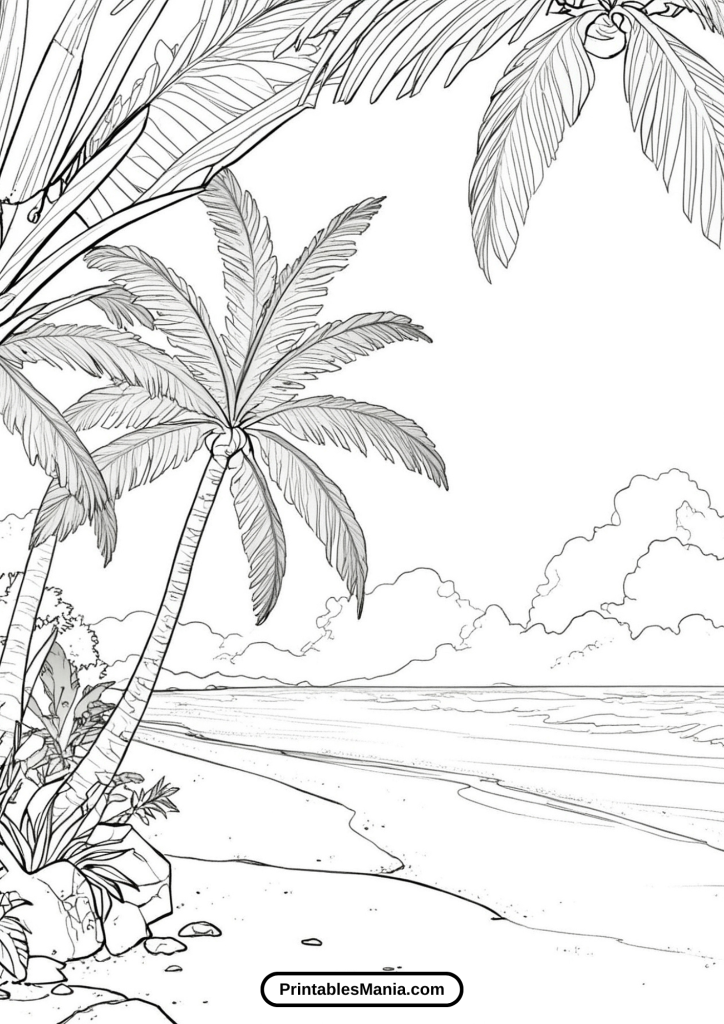 Realistic Palm Tree Coloring Page For Nature Lovers