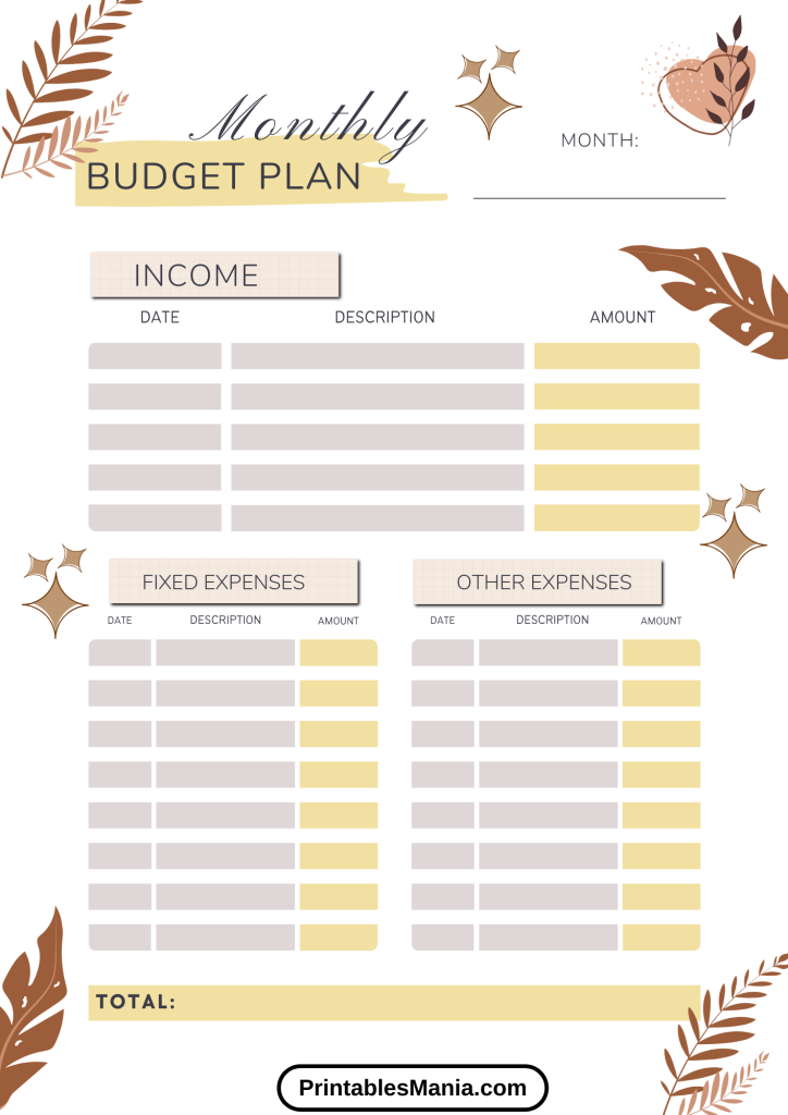 Free Printable Budget Worksheet for Tracking Monthly Bills