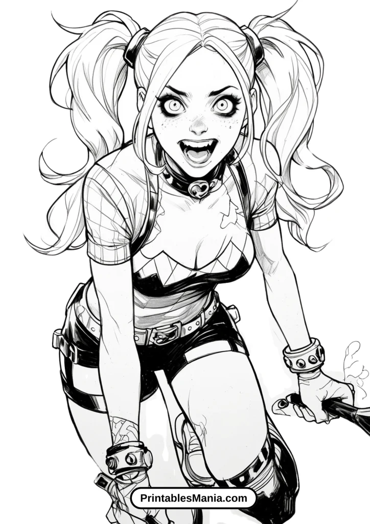 Harley Quinn character coloring designs