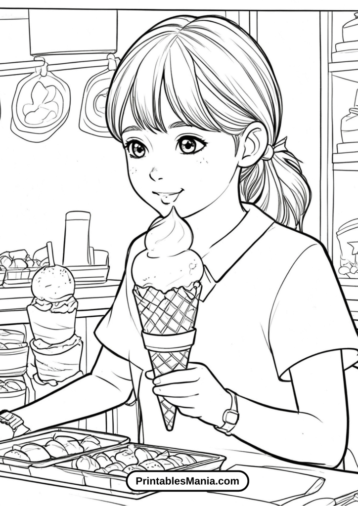 Girl Tasting Ice Cream Flavor in Shop 