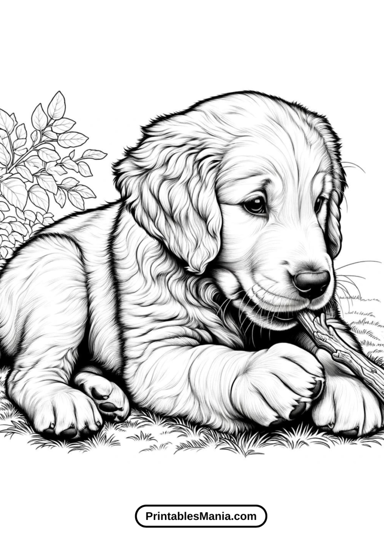 Golden Retriever Puppy Coloring Page - Printables Mania